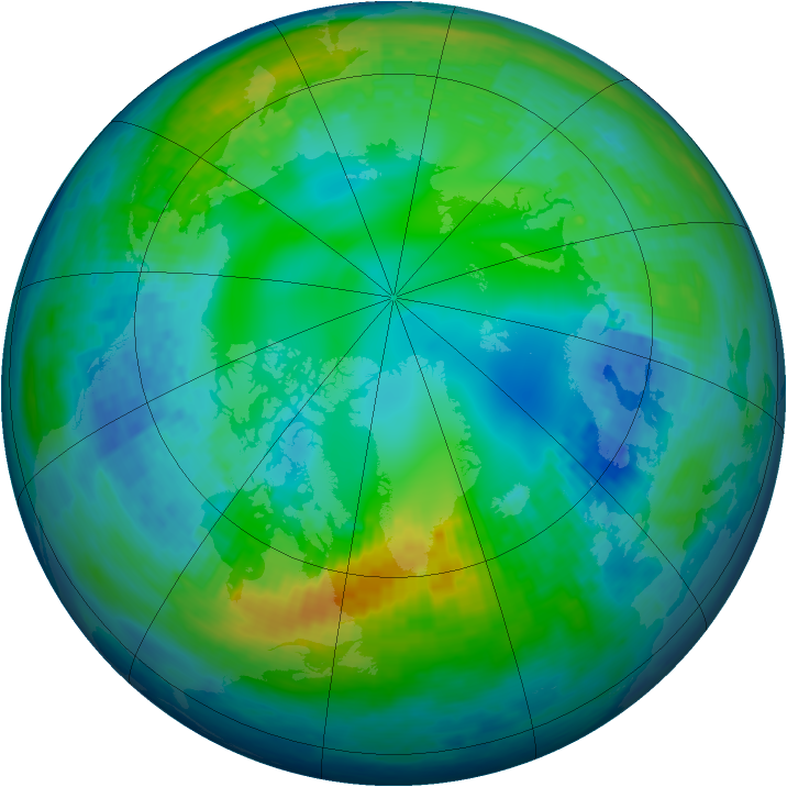 Arctic ozone map for 08 November 2003